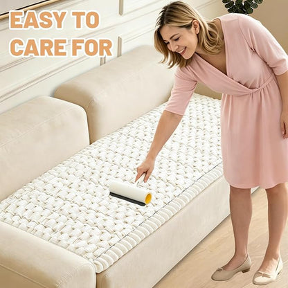 Couch Cover for Dogs Washable,Non Slip Fuzzy Durable Pet Friendly Cozy | Soft Slipcovers for 3 Cushion Sofa Cover,Plush Thick Protector Fits Mat Bed Leather & Fabric Couches (Beige 27.6"x70.9")