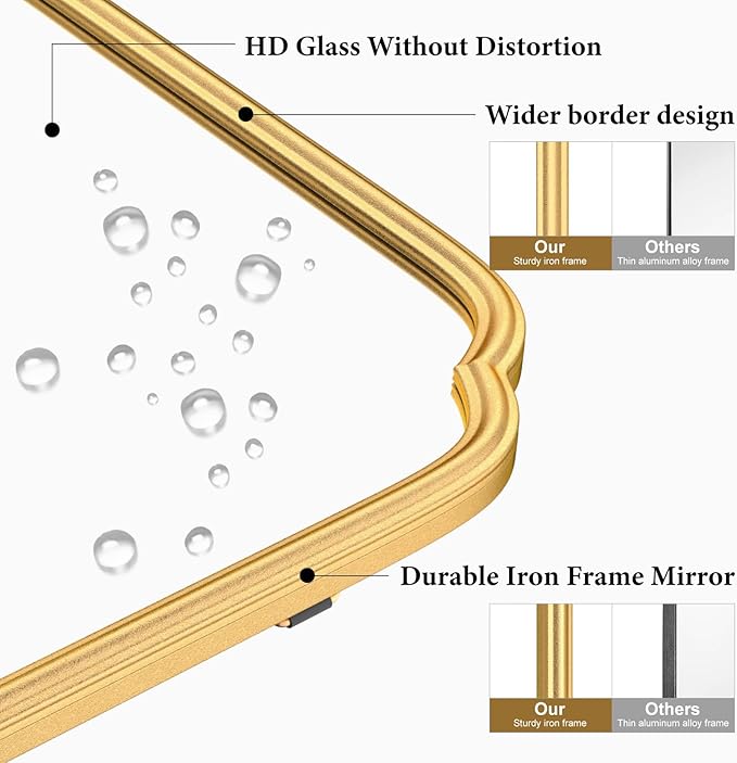 36X24 Inch Gold Bathroom Vanity Mirror