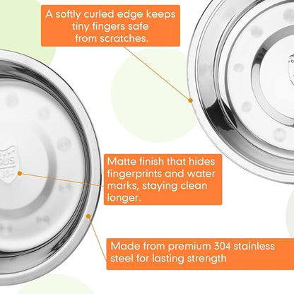 Patelai Stainless Steel Dog Bowls with Silicone Lids for 1.9 Cups Portable Food and Water Dishes for Pets Sealable Containers for 6.3" for Cats & Small Dogs(4 Pcs,Black,Gray)