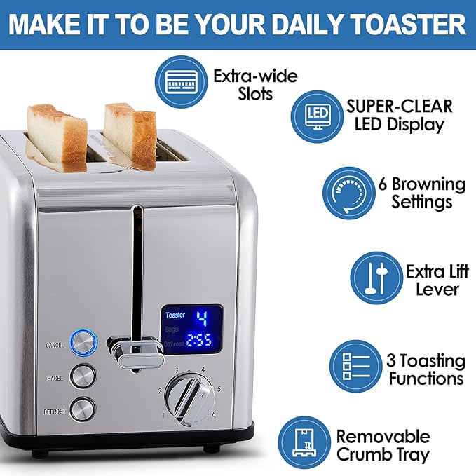 CUSIMAX Stainless Steel 2 Slice Toaster