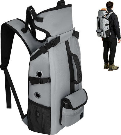 Breathable Dog Hiking Backpack Carrier for Small Dogs, Grey | 4-Layer Protection, Adjustable Dog Backpack with Storage Pockets, Reflective Strips, 3D Ergonomic Support, Under 24 lb