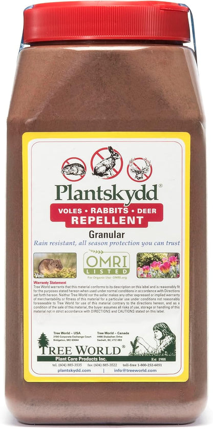 Plantskydd Animal Repellent - Repels Deer, Rabbits, Elk, Moose, Hares, Voles, Squirrels, Chipmunks and Other Herbivores; 3.5 LB Granular Shaker Jug (PS-VRD-3)