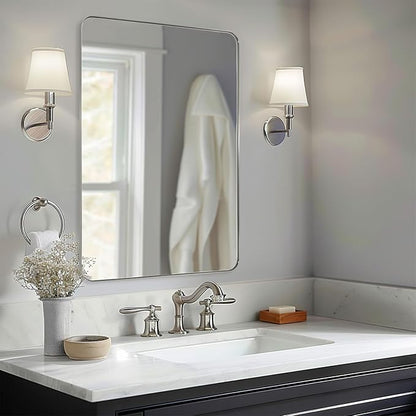 ANDY STAR 30"x48" Brushed Nickel Bathroom Mirror, Large Wall Mirror