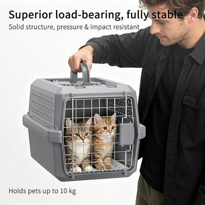 RIZZARI Airline Approved Pet Carrier for Cats & Small Dogs, Travel Crate | Hard-Sided Protection,Secure Locking Door,Excellent Airflow,Comfortable Travel,Lightweight Design
