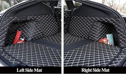 Add Customized Text Cargo Liner for Your Car, Heavy Duty Cargo Mat, Custom Fit Cargo Cover Compatible with EV, SUV, Sedan, Hatchback, Convertible - Black/Red
