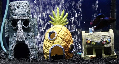 Penn-Plax Officially Licensed Spongebob Squarepants® Fish Tank Decorations | Spongebob’s Pineapple, Squidward Home, and The Crusty Crab Resin Figurines | Aquarium and Terrarium Décor