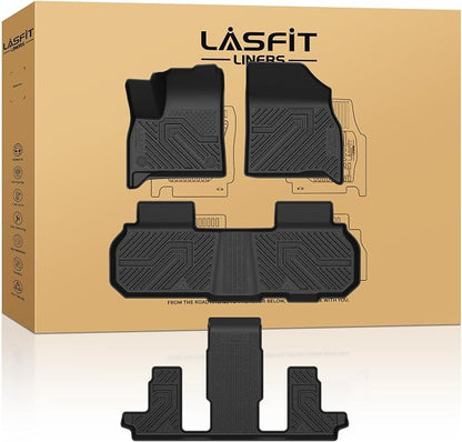 LASFIT Floor Mats for Chevrolet Traverse 2024-2026 (Only 7 Seats) & GMC Acadia 2024-2026 (Only 7 Seats) & Buick Enclave 2025-2026, All Weather TPE Custom Fit Car Floor Mat, 3 Row Floor Liners, Black