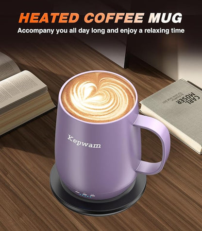 Kepwam Self Heating Coffee Mug T2, 16oz Smart Heated Coffee Mug, 150 Min