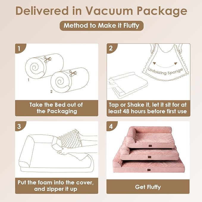 EHEYCIGA Extra Large Dog Bed Othorpedic, Memory Foam XL Dog Bed with Washable Removable Cover, Waterproof Pet Sofa Couch XLarge Size Dogs with Nonskid Bottom, 44x32x6.5, Pink | Washable Removable Cover, Waterproof Flat Pet Sofa Couch with Nonskid Botto...