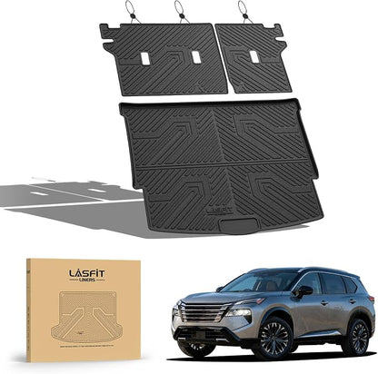 LASFIT Cargo Mat & Backrest Mats for Nissan Rogue 2026 2025 2024 2023 2022 2021, All Weather TPE Custom Fit Car Trunk Mats Cargo Liners Accessories, Black