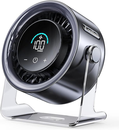 Coolhill USB Desk Fan for Bedroom: 100 Speeds Digital Display Quiet Table Fan