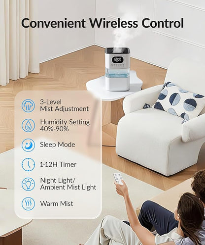 AreShark Humidifier Large Room, 2.2 Gal/8.5L Cool Warm Mist Air Humidifiers