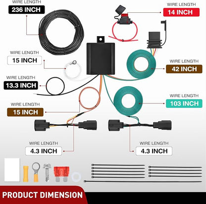 Nilight 4 Pin Trailer Wiring Harness Kit 56331 Simple Fit Tow Hitch | for 2011 2012 2013 2014 2015 2016 2017 2018 2019 2020 Dodge Grand Caravan Chrysler Town & Country Ram C/V