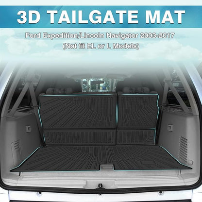 Mixsuper Cargo Liner for Ford Expedition/Lincoln Navigator 2003-2017 (Not fit EL or L Models), All Weather Trunk Mat Backrest Mat TPE Back Seat Cover Protector for Expedition/Navigator Accessories