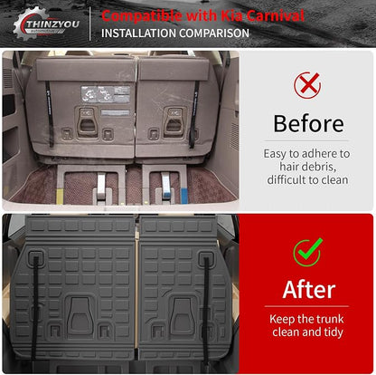 Cargo Mat Compatible with 2022-2025 2026 Kia Carnival & 2025 2026 Carnival Hybrid Trunk Mat Cargo Liner Trunk Liner TPE All Weather Back Seat Cover Protector 2024 Carnival Accessories