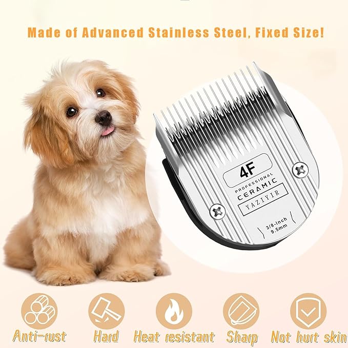 4F Dog Grooming Detachable Ceramic Blade,Compatible with WAHL 5 in 1 Blade for Wahl Arco, Bravura, Chromado, Creativa, Figura, and Motion Clippers. Cut Length 3/8-Inch 9.5mm