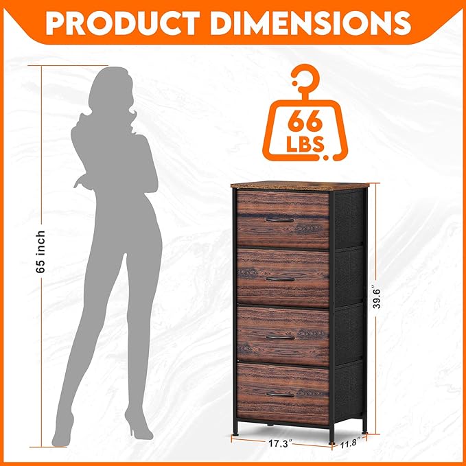 4 Fabric Drawer Dresser for Bedroom, Chest of Drawers