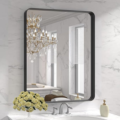 LOAAO 30X36 Inch Black Metal Framed Bathroom Mirror