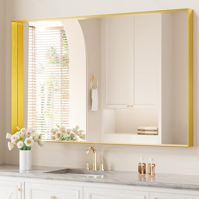 Koonmi 30x48 Inch Metal Framed Bathroom Mirror