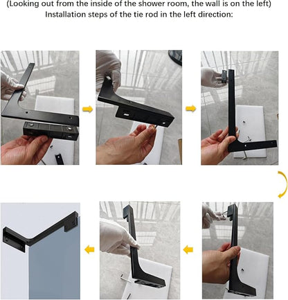 Shower Glass Support Bar, Both Sides Available, Frameless Bathroom Glass Clamp