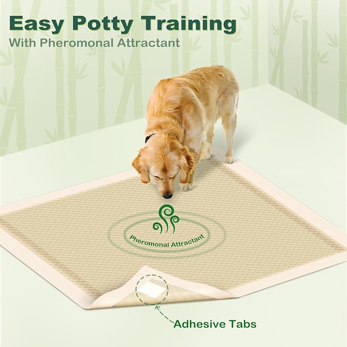 MIZOK Bamboo Dog Pee Pads Highly Absorbent No Leak Extra Large 28x34in 30Ct | Highly Absorbent Bamboo Pads Neutralize Odors Quickly and Leak Proof Bottoms Protect Your Floors for Potty Training