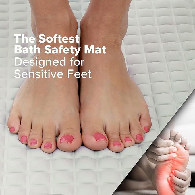 SlipX Solutions Extra Comfort Bathtub Mat Designed for Sensitive Feet, Cloud-Like Softness with Non-Slip Grip, Cream