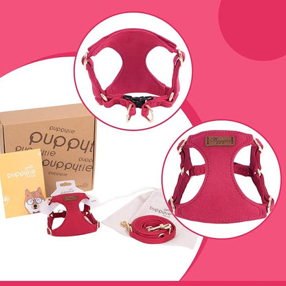 Puppytie No Pull xs Dog Harness with Multifunction Dog Leash,Soft Adjustable No Choke Escape Proof Pet Harness Vest,red,XS