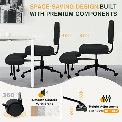 Ergonomic Cross Legged Office Chair with Wheels, Wide Seat and Backrest for Meditation, ADHD Cross Legged Office Chair with Adjustable Height, 360°Rotating Footrest for Yoga Home Office
