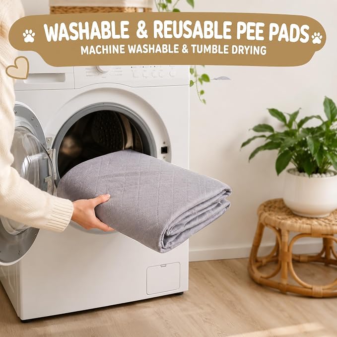 CoolShields Washable Pee Pads for Dogs, 36'' x 36'', Grey, 4 Pack | Ultra-Absorbent Reusable Waterproof Puppy Pad for Crates, Playpens, Carpets, and Floors—Ideal for Dogs, Cats, and Small Pets