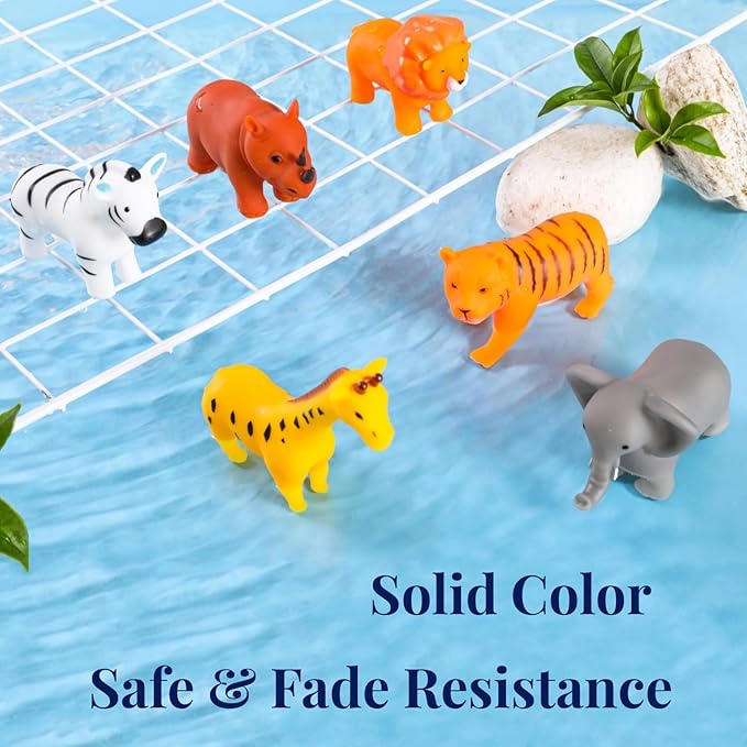 XY-WQ Bath Toys No Hole, for Infants 6-12& Toddlers 1-3, No Hole Bathtub Toys (Animal, 6 Pcs with Mesh Bag)