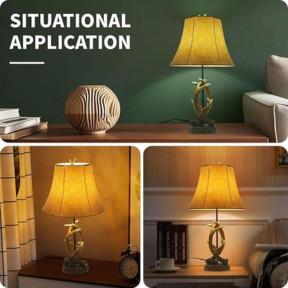 Rustic Western Antler Lamp Set of 2-22.9" Farmhouse Table Lamp with 2 USB Ports, Rustic Nightstand Lamp for Home Room Decor Living Room Bedroom