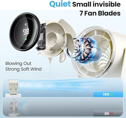 DURBESTER Small Desk Fan, 28dB Ultra-Quiet Desktop Air Circulator