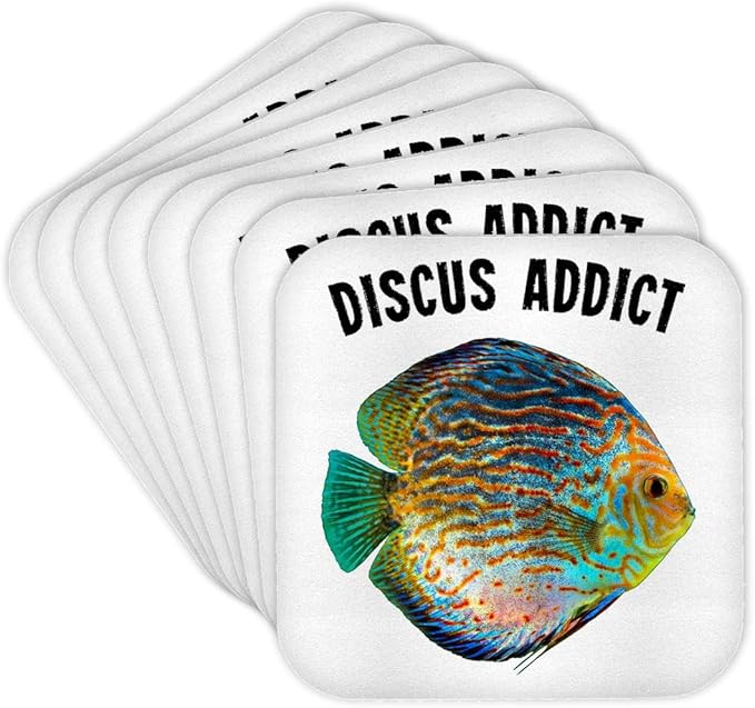 3dRose Discus Fish Addict Funny Aquarium Design Set of 8 Coasters - Cork