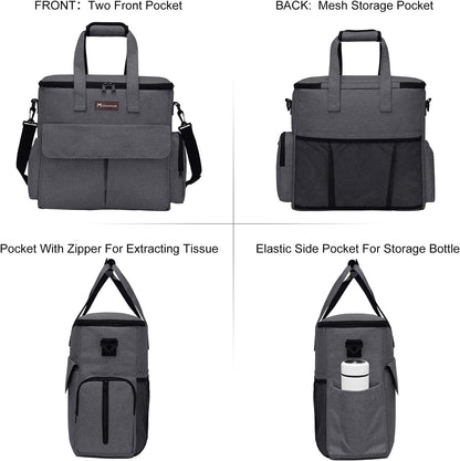 Modoker Airline Approved Pet Travel Bag, Weekend Dog Travel Set for Dog and Cat, Airline Approved Tote Organizer with Multi-Function Pockets 2 Food Storage Containers, 2 Collapsible Bowls (Dark Gray)
