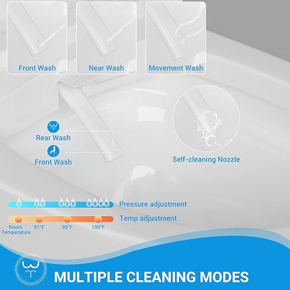 Smart Toilet with ADA Height, Bidet Built-In, Auto-Sensing Flip Lid, Off-Seat