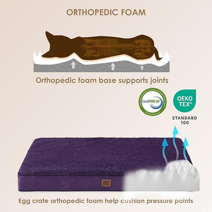 EHEYCIGA Orthopedic Dog Bed Large with Removable Washable Cover, 36x27 | Egg Crate Foam Support, Durable Oxford fabric, Non-Slip Bottom, Machine Washable, Soft Waterproof Plush Pet Bed Mat For Crate