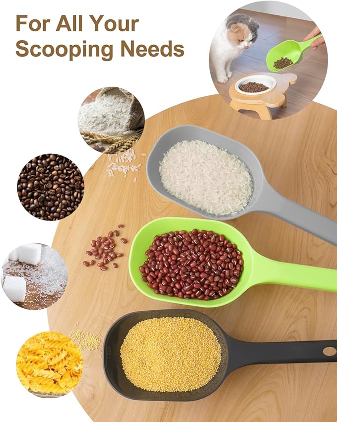 ANVS 3 Pack Dog Food Scoop Set, 1 Cup Dog Food Scoop Multi Purpose Plastic Pet Food Scoop Measure Cups for Dog,Puppy and Cat