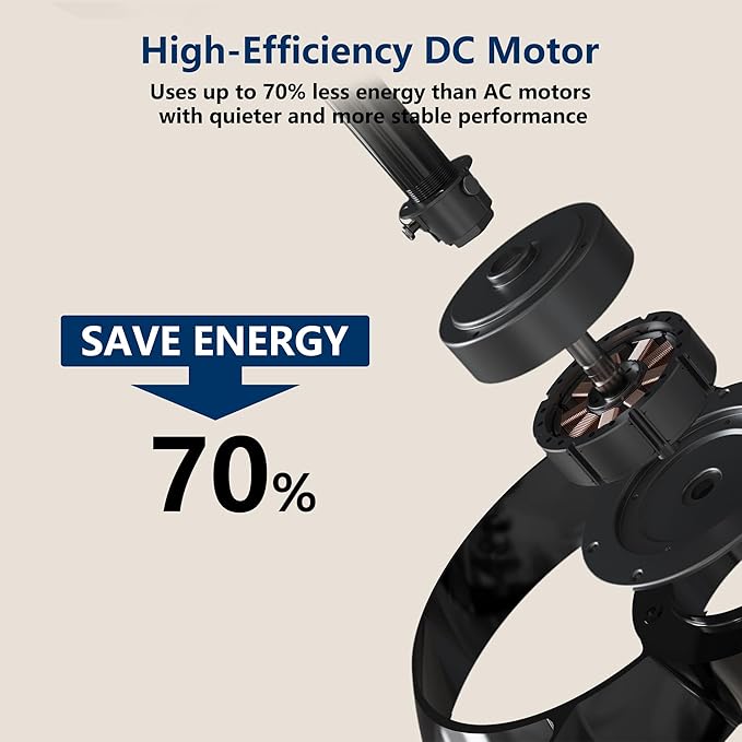 FANX 22 Inch Ceiling Fan with Light and Remote, Quiet DC Motor, Dimmable LED