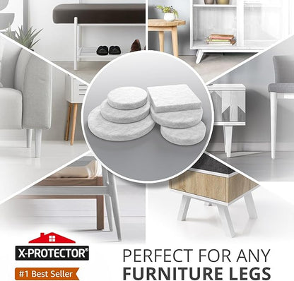 357 pcs White Felt Furniture Pads X-Protector! Huge Quantity of Furniture Pads for Hardwood Floors with Many Big Sizes – Your Ideal Wood Floor Protectors for Furniture. Protect Any Type of Hard Floor!