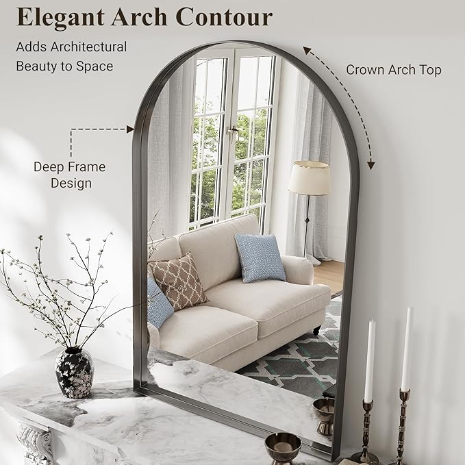 Arch Bathroom Mirror, Tempered Glass Decor Mirror