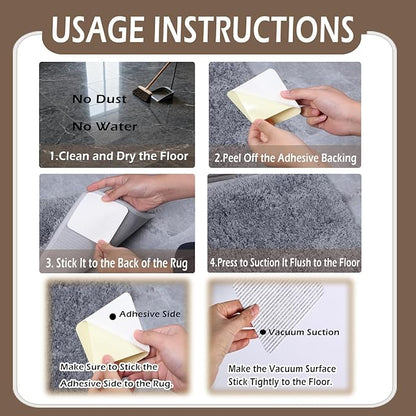 Anti Slip Rug Pad Grippers 8 Pcs Vacuum Technology Carpet Gripper for Hardwood Floors Anti Curling Carpet Grips Washable Non Slip Area Rug Stopper 10x10cm