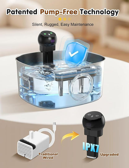Stainless Steel Dog & Cat Water Fountain for Large Dogs and Cats | 10L /2.64Gal Cordless Dog Water Bowl Dispenser with 2.4G WiFi, Multi-filtered, Ideal for Multi-Pet Home