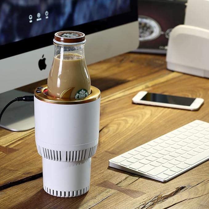 Car Cup Holder with Drink Cooler Smart Mug Warmer 2-in-1 Car Tumbler Holder
