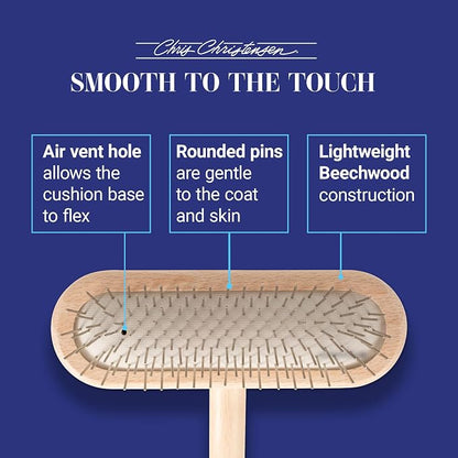 Chris Christensen Dog Brush, 16 mm,T-Brushes, Groom Like a Professional, Stainless Steel Pins, Lightweight Beech Wood Body, Ground and Polished Tips, Fight Fatigue and Stress Injuries
