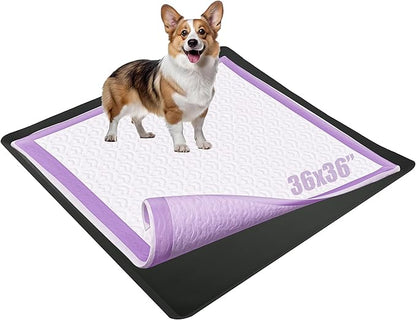 Dog Pee Pad Holder - Fits Up to 36” x 36” Pee Pad - 1 Pack - Black | Stable Grip, Soft Edges, Quick Wipe Silicone Surface, Dog Pad Holder for Indoor Flooring Protection