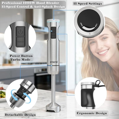 Handheld immersion Blender 11-Speed, 1000W Immersion Blender