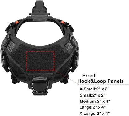 ICEFANG No Pull Tactical Dog Harness for Medium Dogs,Adjustable Dog Vest | Control Handle,MOLLE Panel,Front Hook,3 Leash Clips,Soft Padded,for walking training,Black,Medium