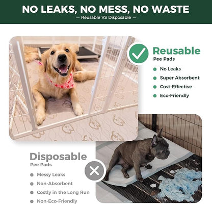 FXW Washable Pee Pads for Dogs, Super Absorbent, 63" Square, 2 Packs | Machine washable, Non-slip backing, Fits 24"H 8-Panel FXW Rollick/Homeplus Playpens