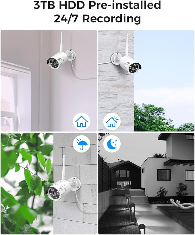 Hiseeu 100ft WiFi Pro Security Camera System, 16CH 4K NVR Kit, Wired Plug-in