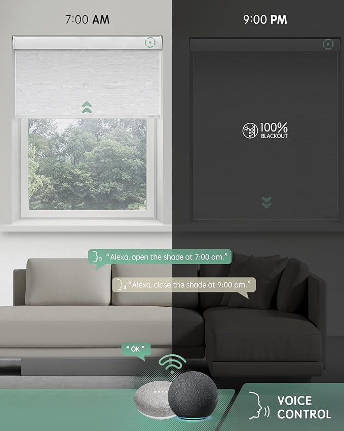 Yoolax Motorized Blinds with Remote, Electric Window Shades Compatible with